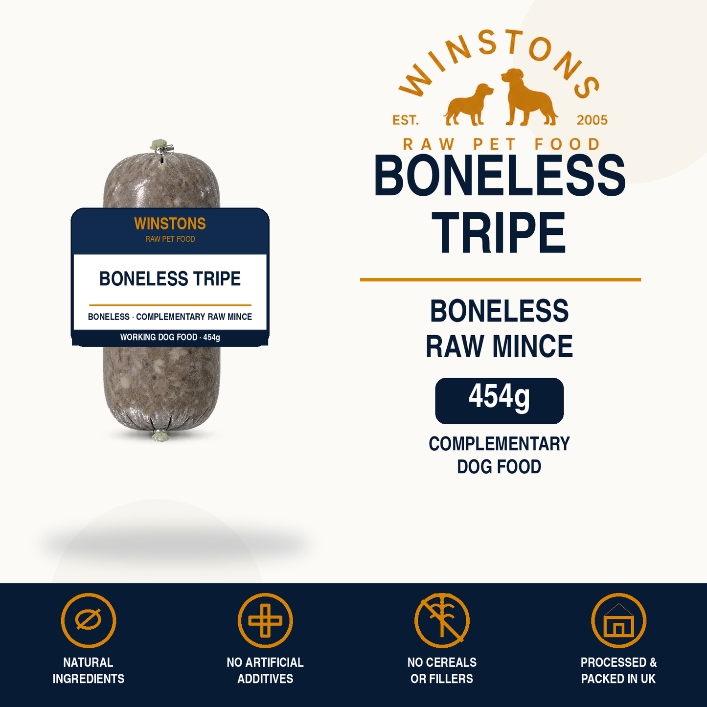 Boneless Tripe Raw Mince 454G – Winston's raw dog food