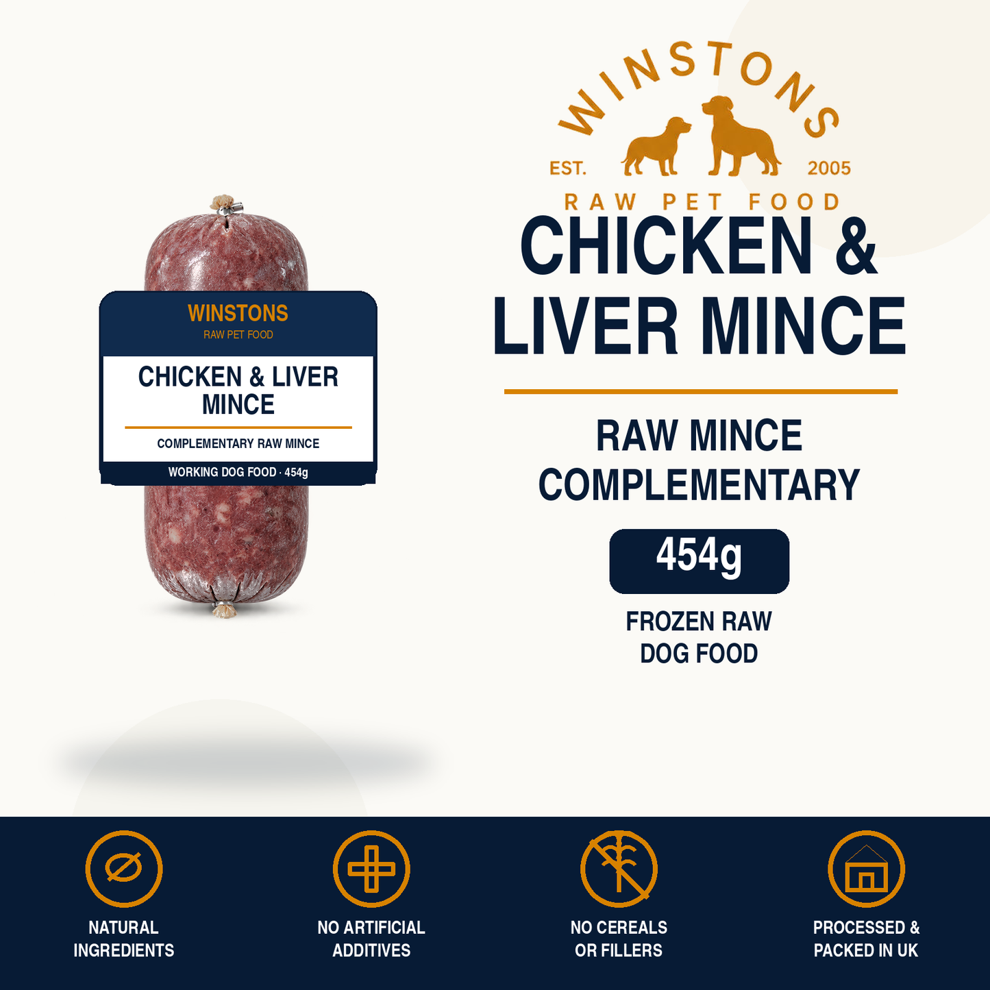 Chicken & Liver Raw Mince 454G – Winston's raw dog food