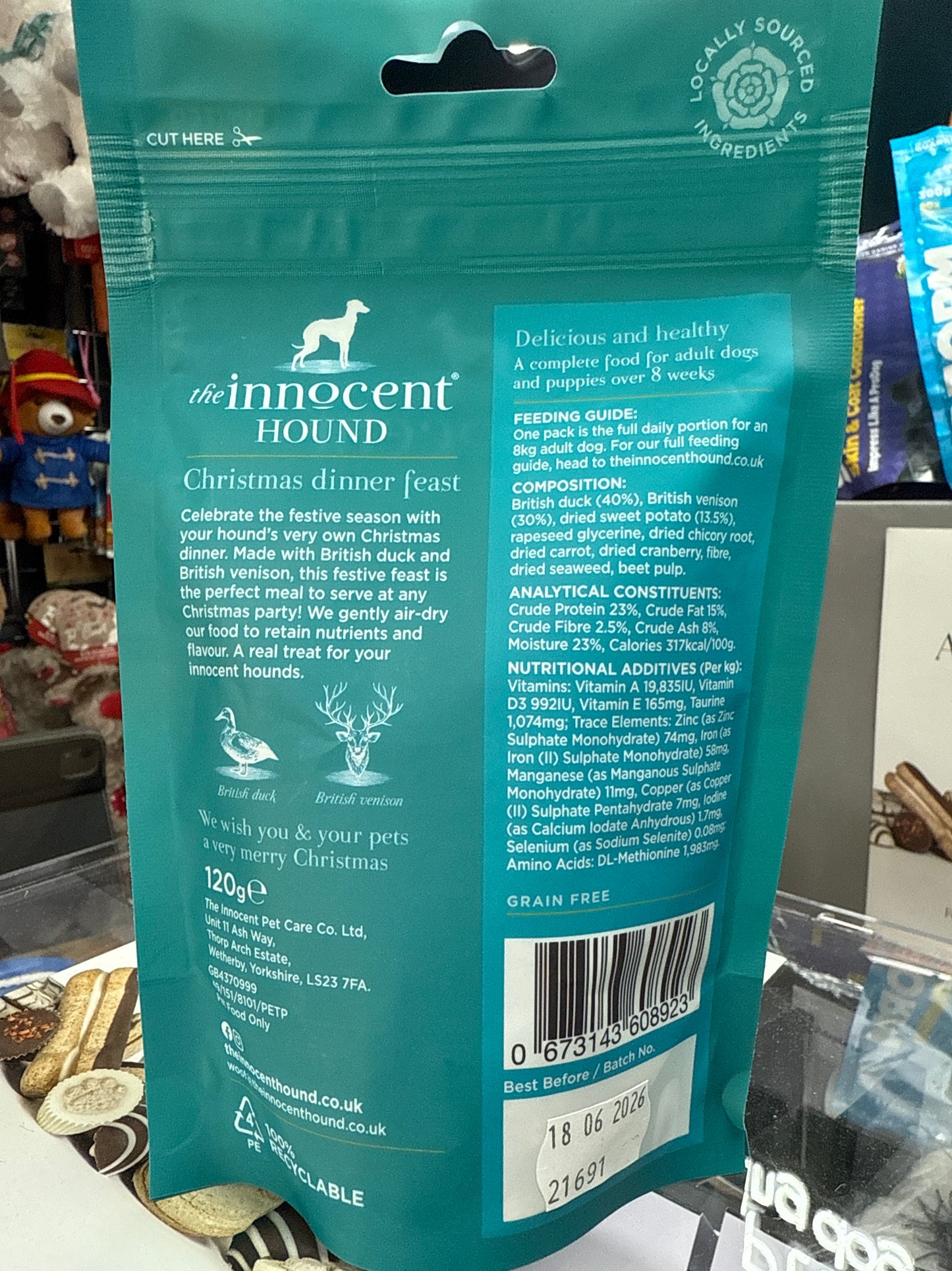 The Innocent Hound Christmas Dinner with Duck & Venison - 120G