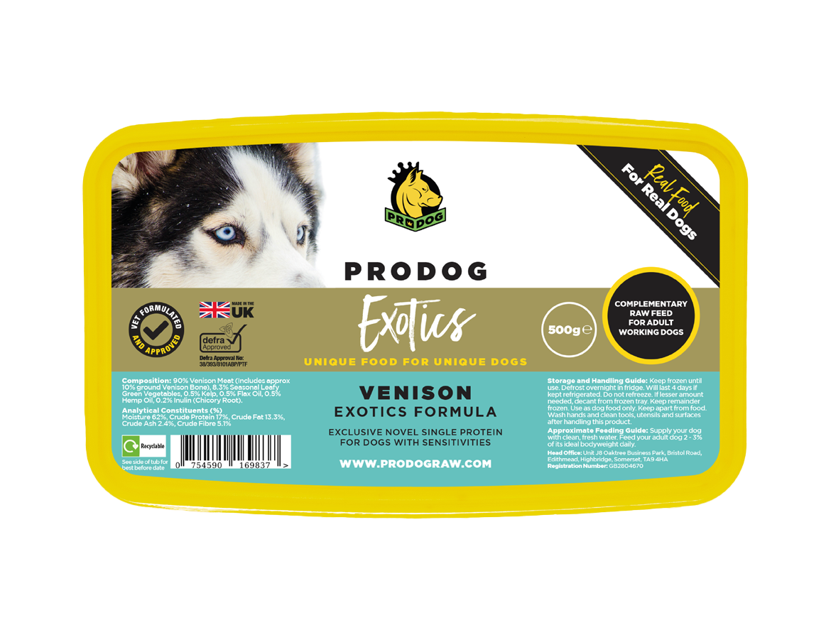 Exotics - Venison ProDog Raw Dog Food 500G