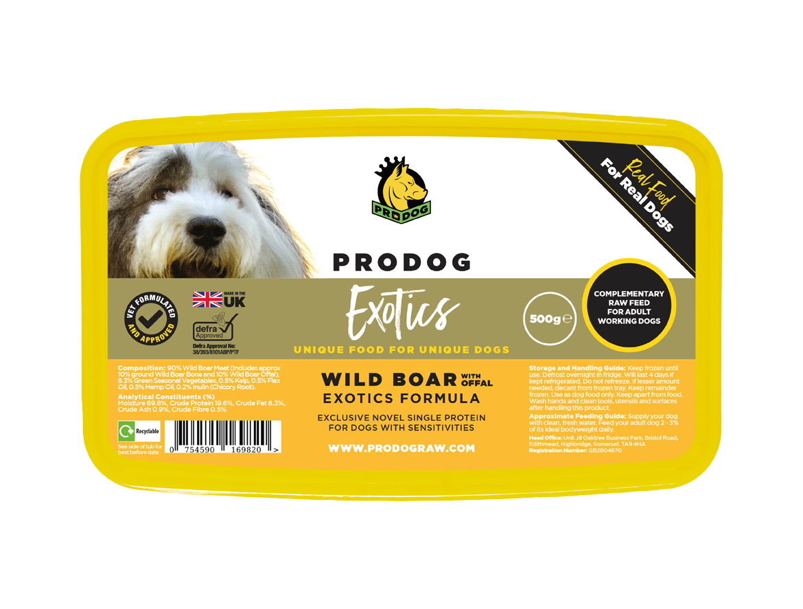 Exotics - Wild Boar with Offal ProDog Raw Dog Food 500G