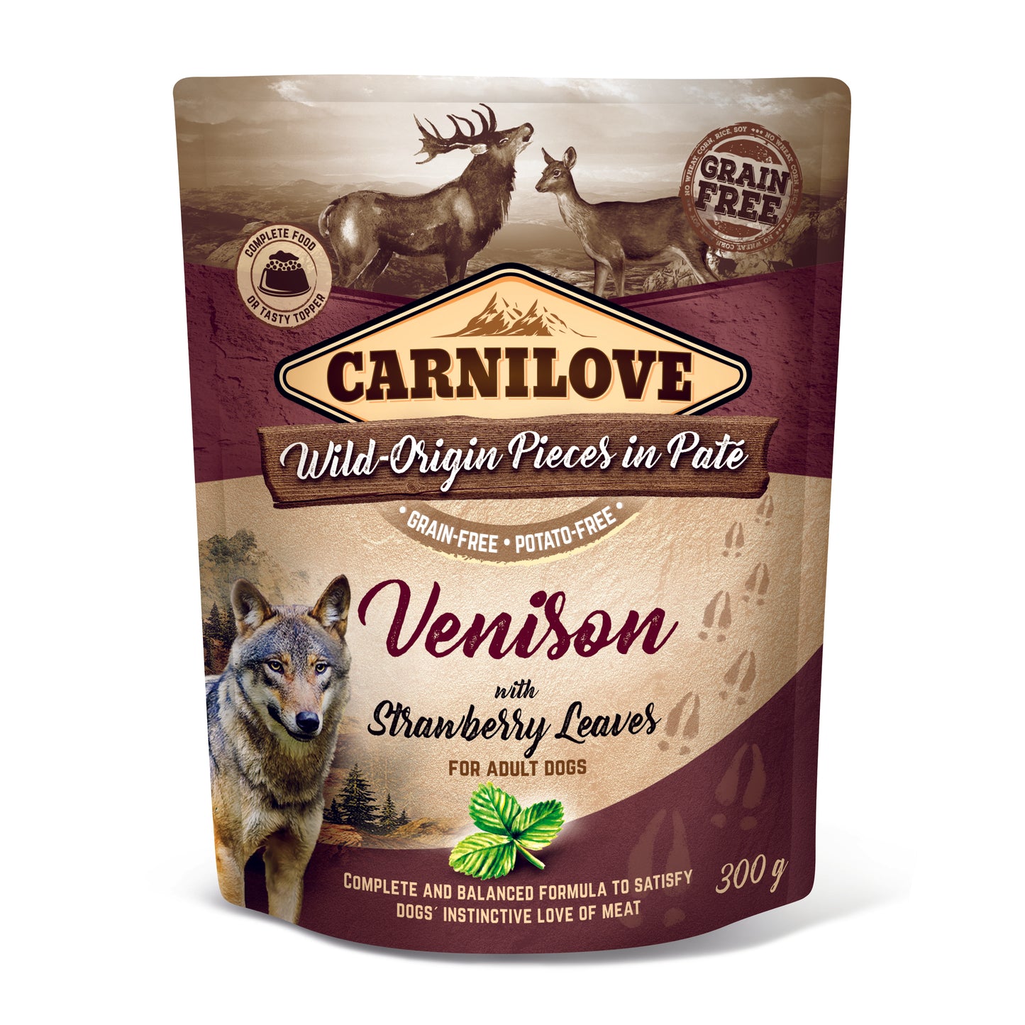 Carnilove Venison with Strawberry Leaves Wet 300g - Pouch