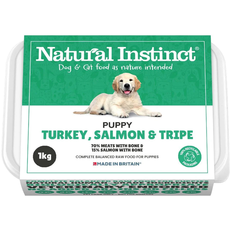Natural Instinct Puppy Turkey, Salmon & Tripe Raw Dog Food 1kg
