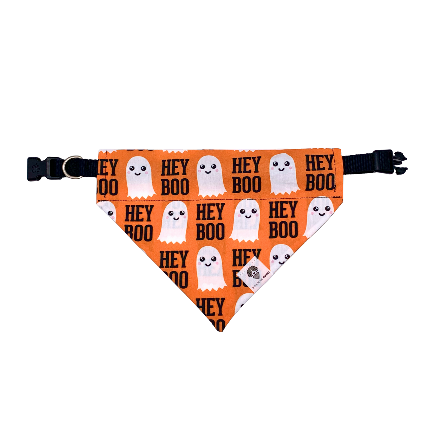 Hey Boo Halloween Slip-On Dog Bandana