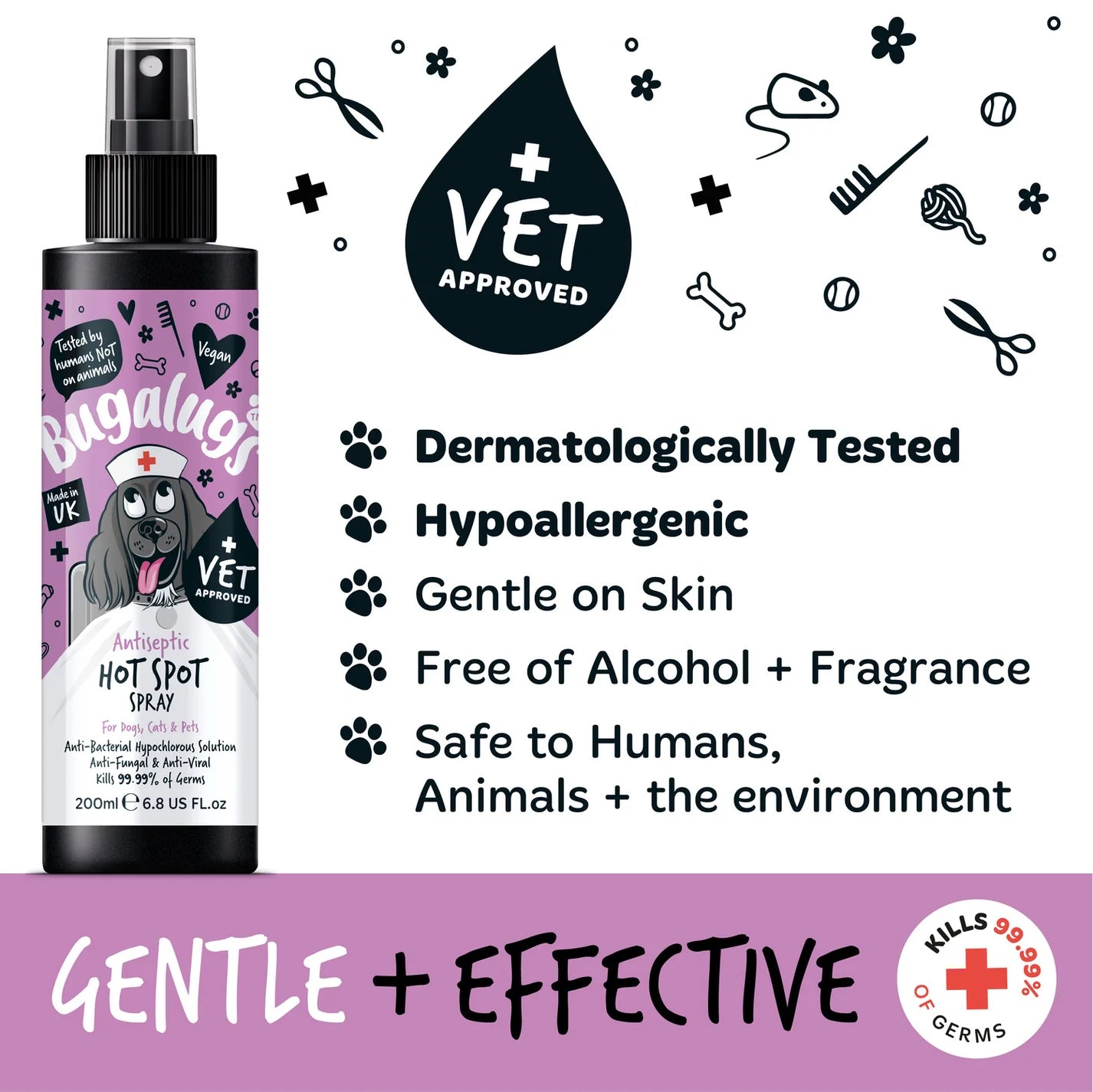 Bugalugs Antiseptic Hot Spot Spray for dogs and cats 200ml