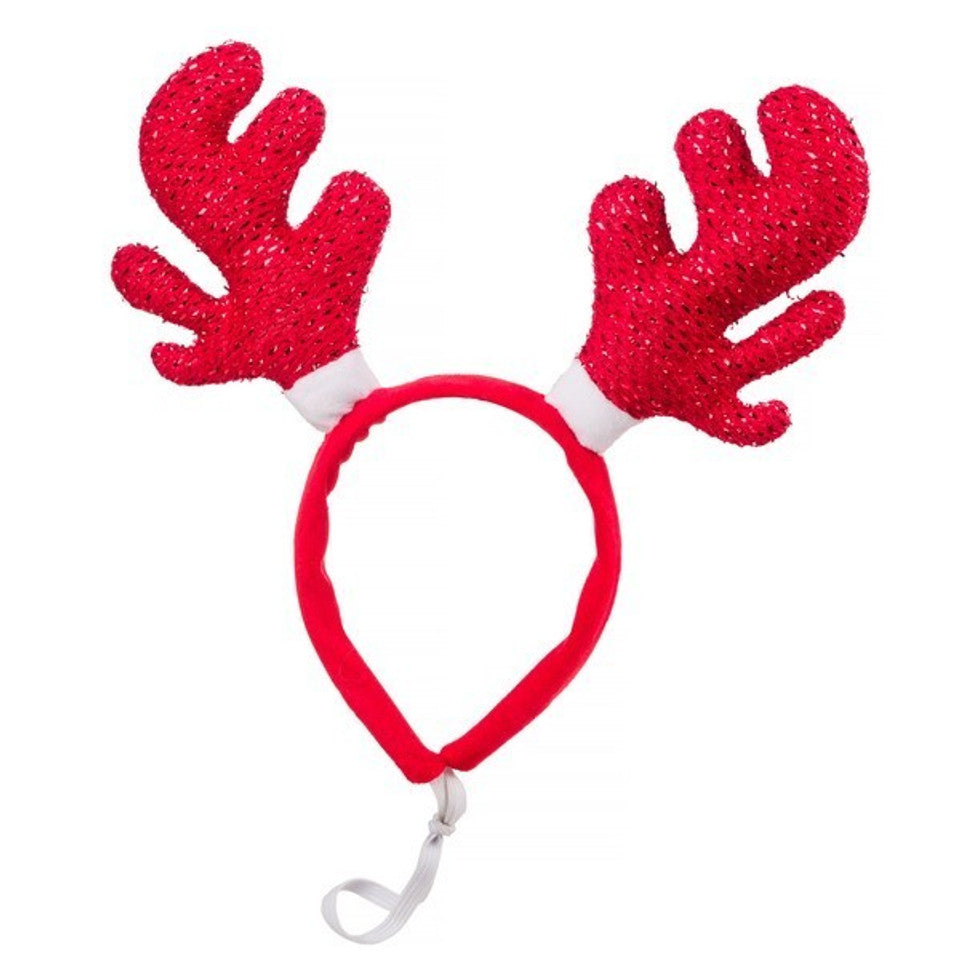 House of Paws Red Sparkle Antlers Headband