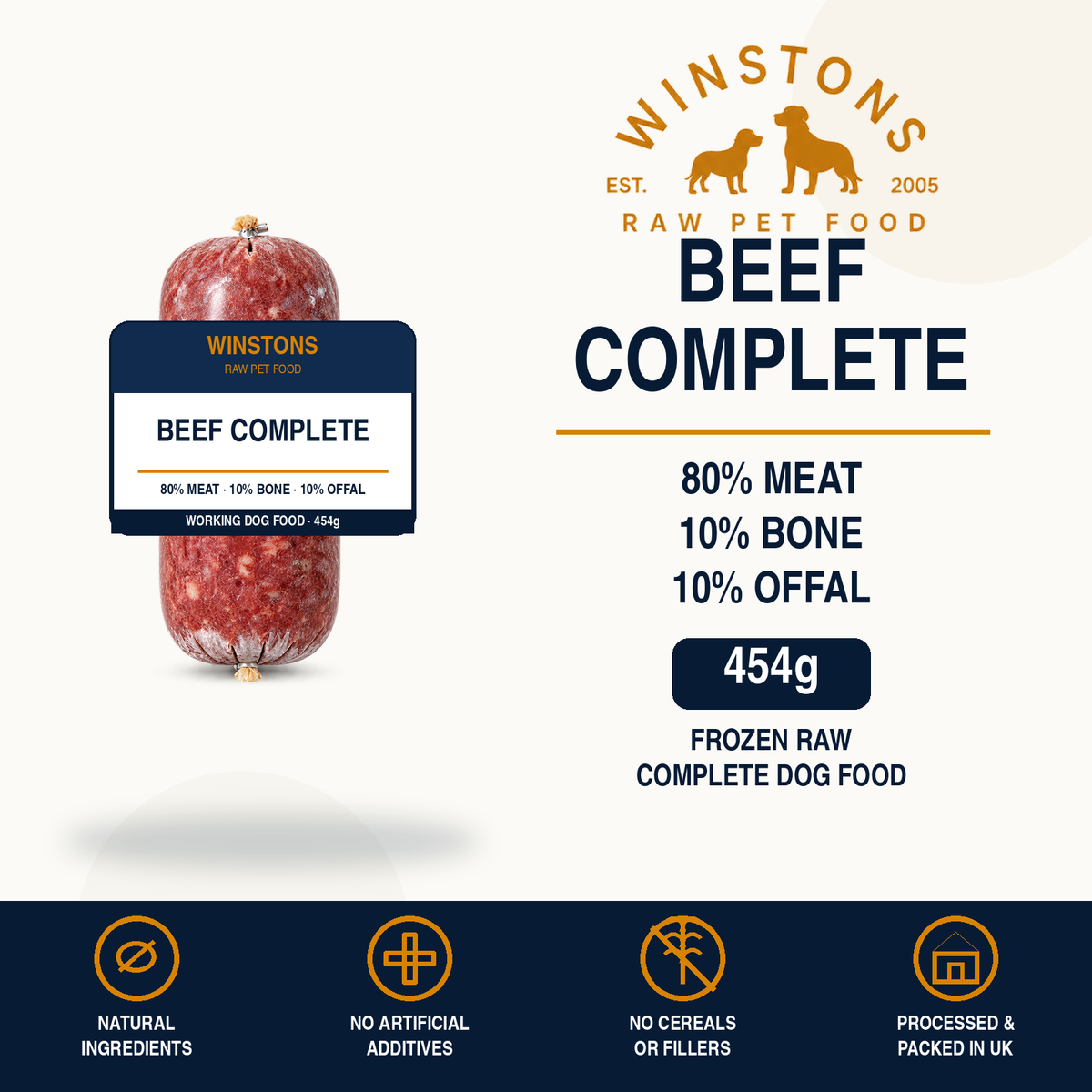80:10:10 Beef Raw Mince 454G – Winston's raw dog food