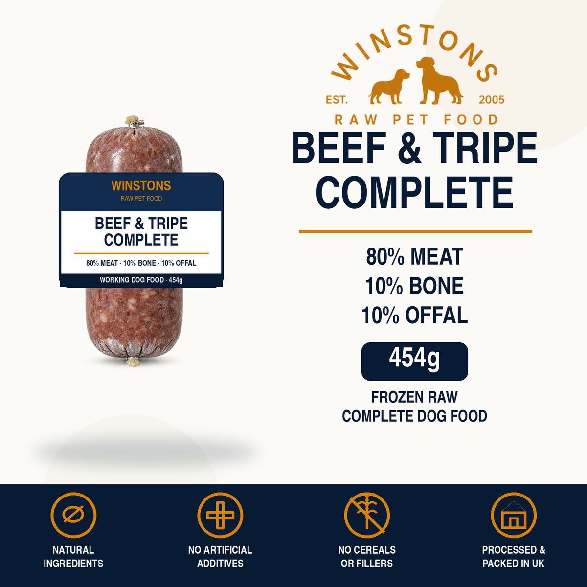80:10:10 Beef & Tripe Raw Mince 454G – Winston's raw dog food