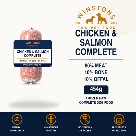 80:10:10 Chicken & Salmon Raw Mince 454G – Winston's raw dog food