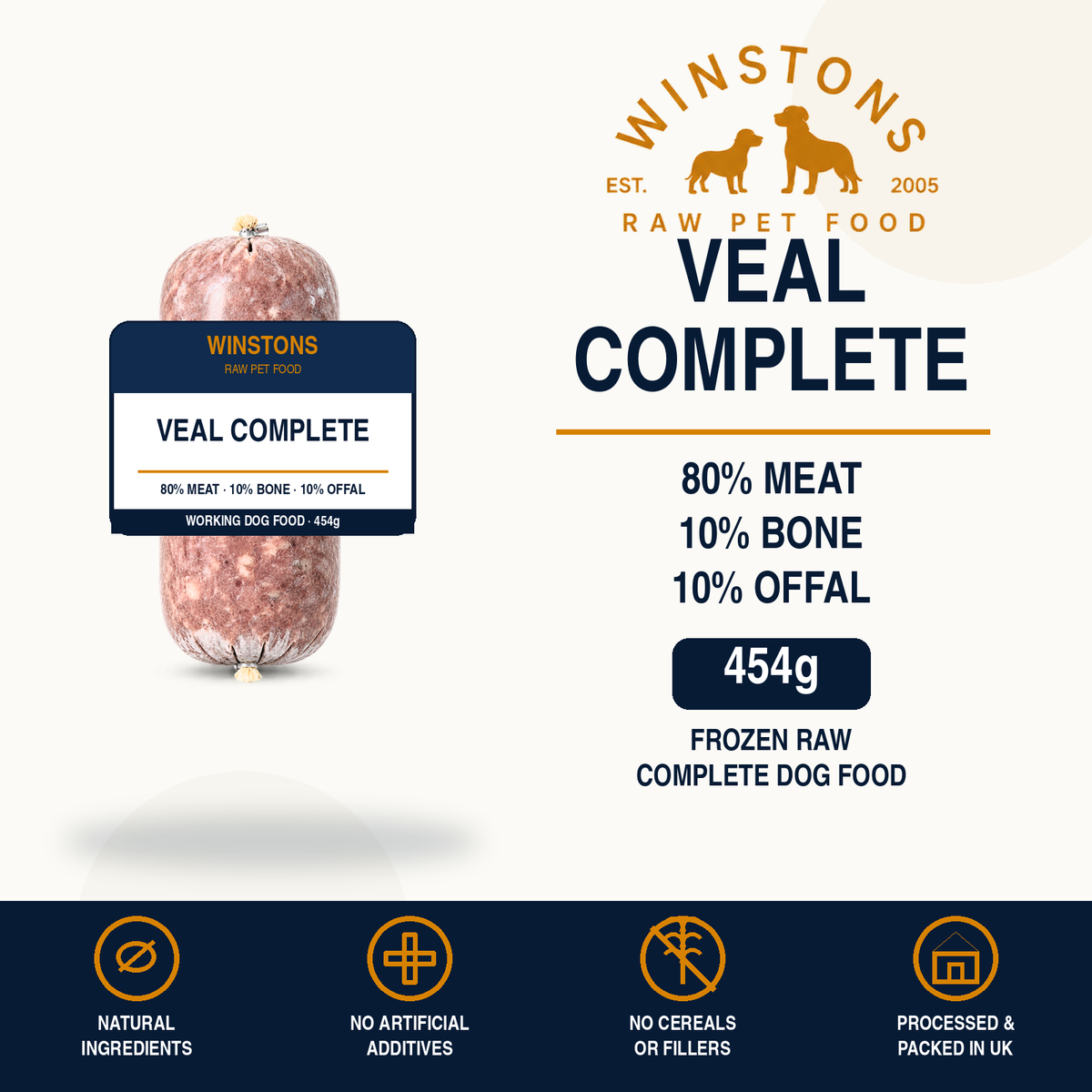80:10:10 Veal Raw Mince 454G – Winston's raw dog food