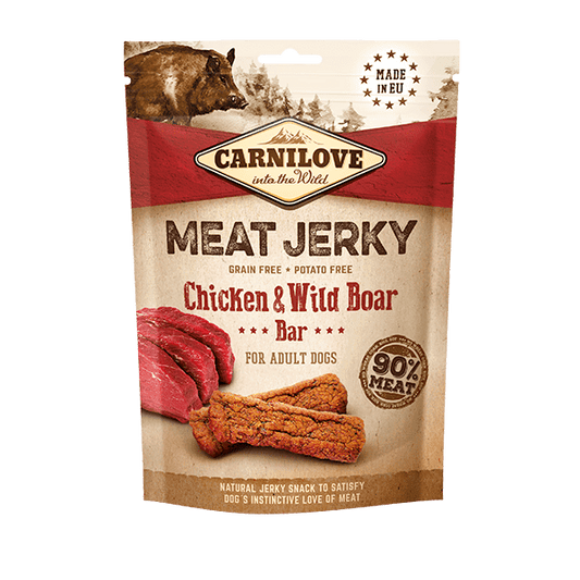 Carnilove Jerky Chicken & Wild Boar Bar 100g front of pack