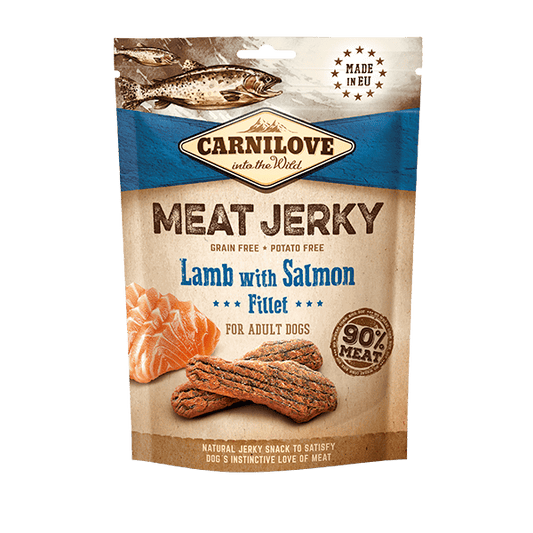 Carnilove Jerky Lamb with Salmon Fillet 100g front of pack