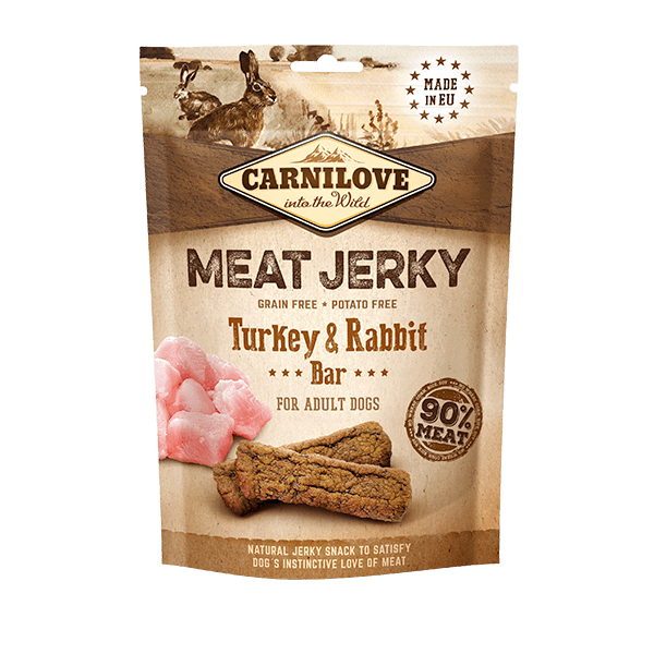 Carnilove Jerky Turkey & Rabbit Bar 100g front of pack