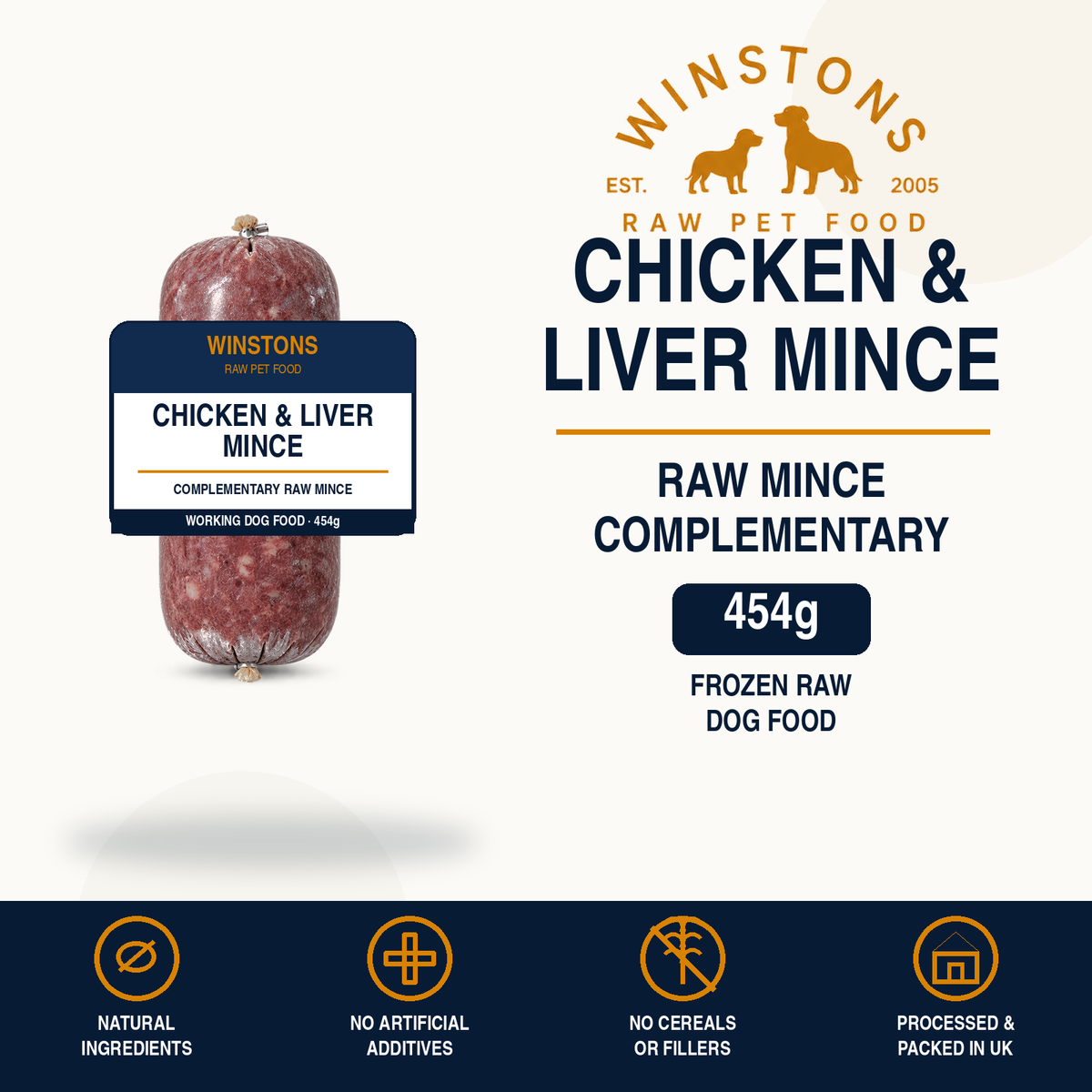 Chicken & Liver Raw Mince 454G – Winston's raw dog food