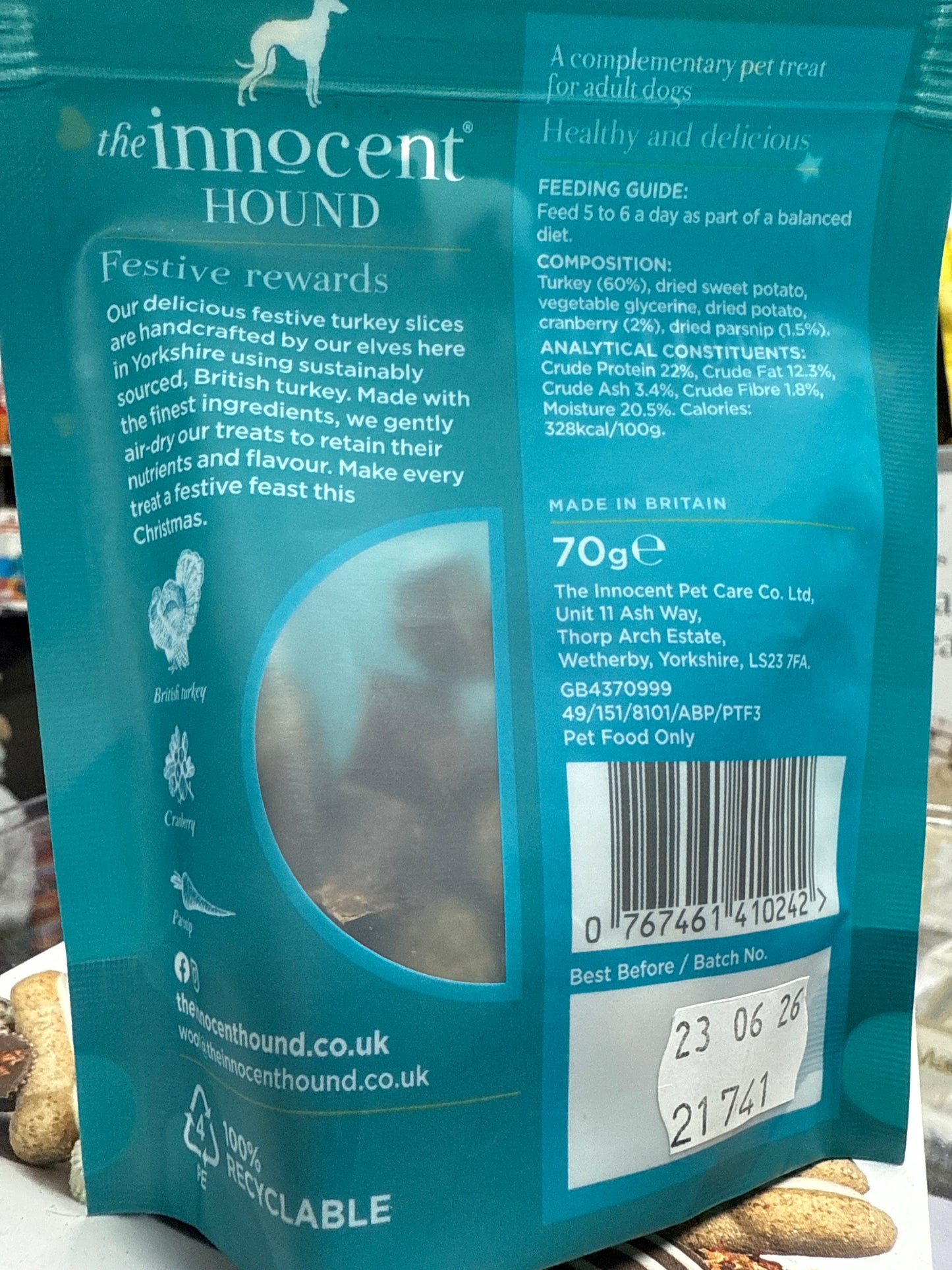 The Innocent Hound Festive Turkey Treats with Parsnip & Cranberry