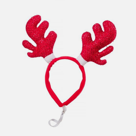 House of Paws Red Sparkle Antlers Headband