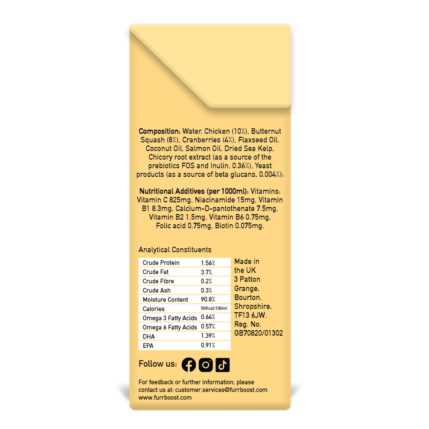 Yellow package with text on a white background