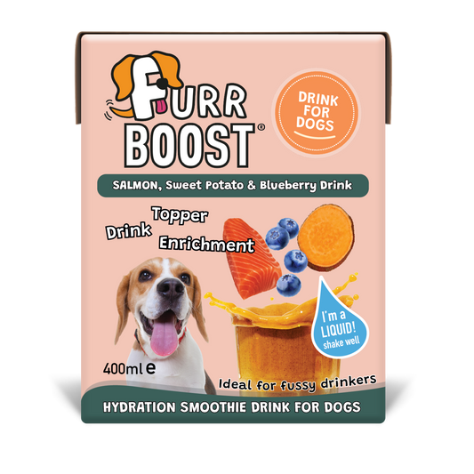 Furr Boost drink mix for dogs on a white background
