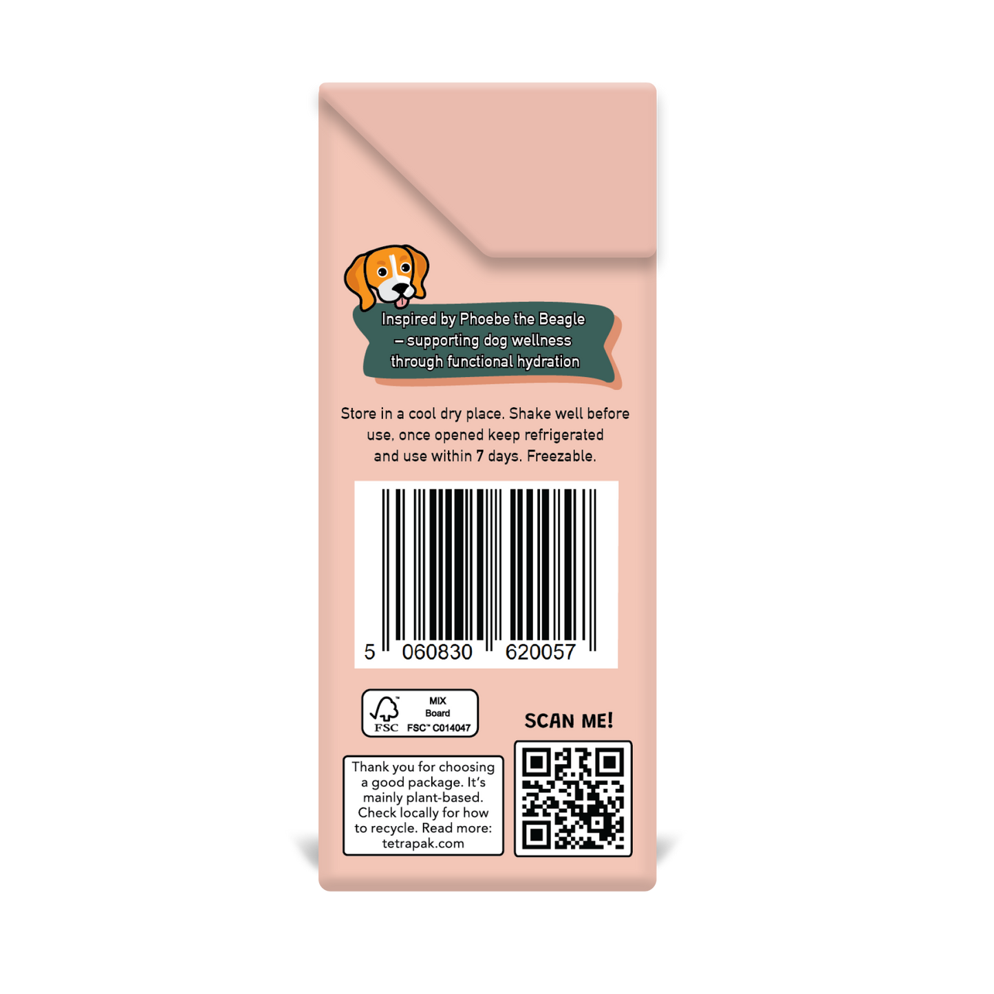Product packaging with a barcode and text on a white background
