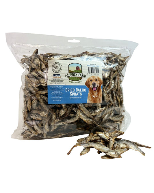 Paddock Farm Air Dried Baltic Sprats 1kg bag of natural fish dog treats