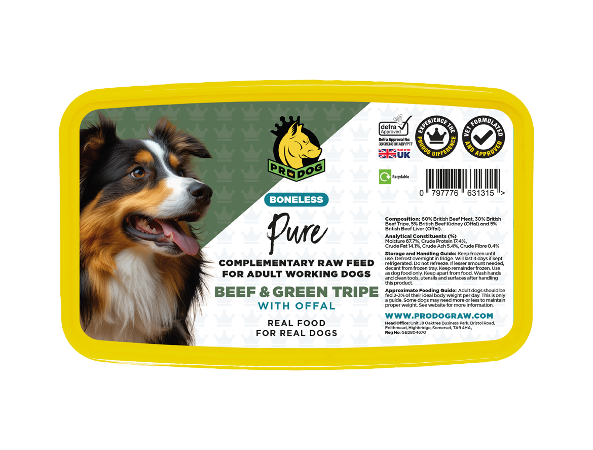 80:10:10 – Boneless Beef & Green Tripe with Offal ProDog Raw Dog Food