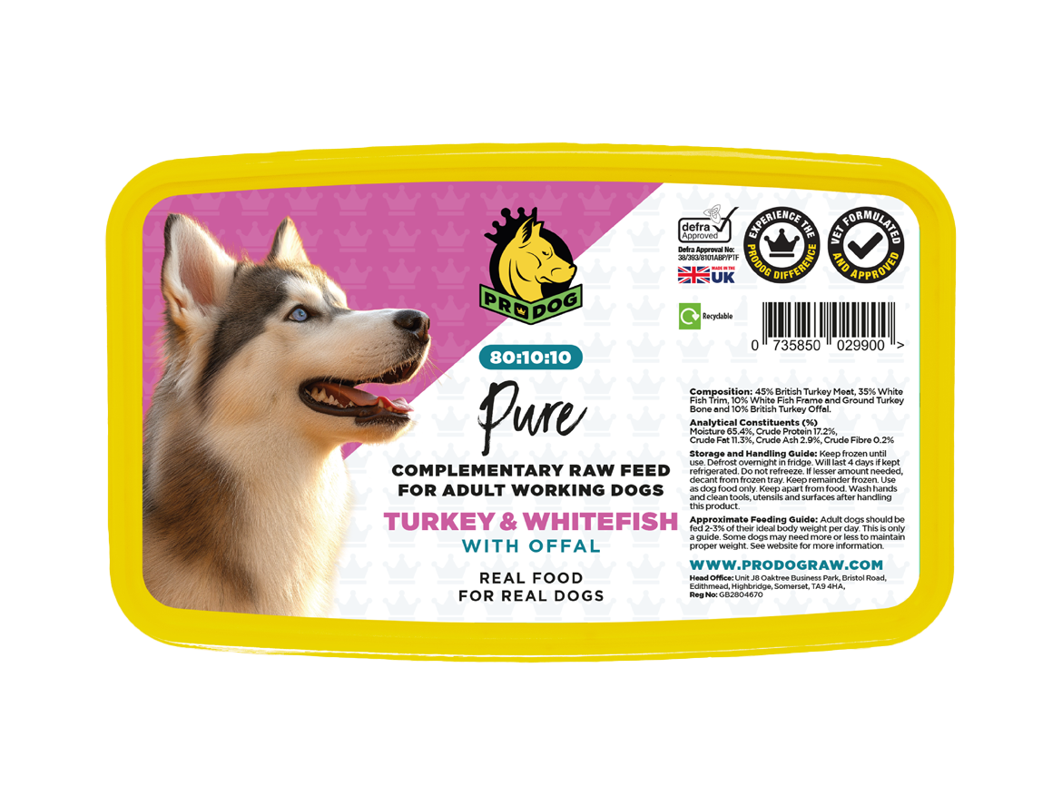 80:10:10 – Turkey & White Fish with Offal ProDog Raw Dog Food