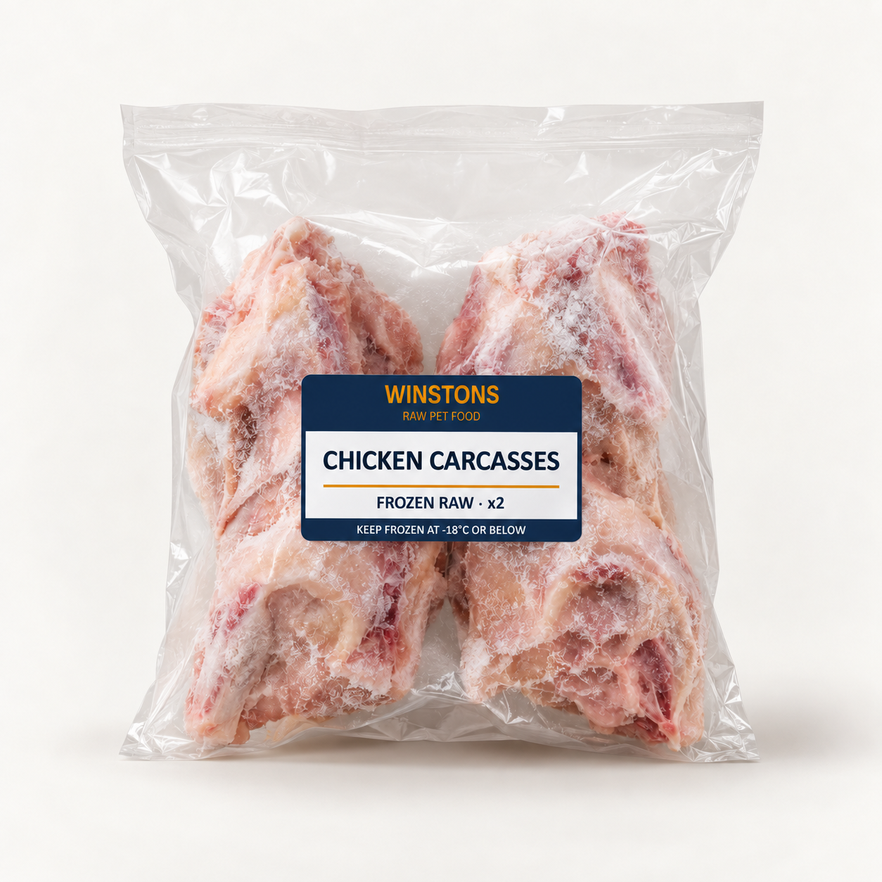 Winstons raw chicken carcasses x2 frozen dog food