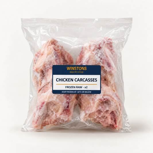 Winstons raw chicken carcasses x2 frozen dog food