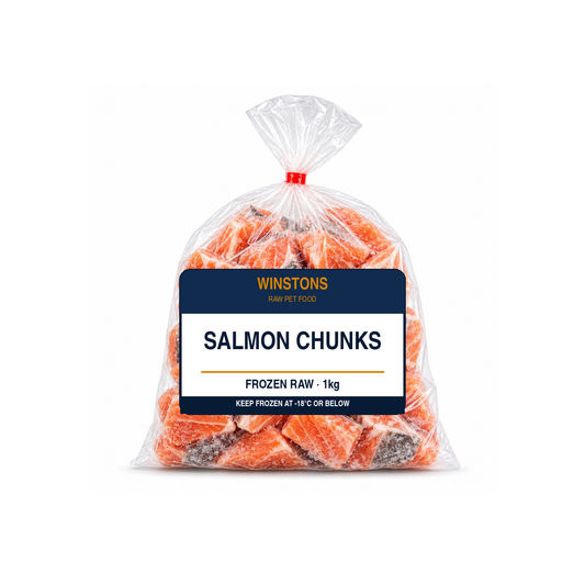 Raw Salmon Chunks 1kg (frozen) – Winston's raw dog food