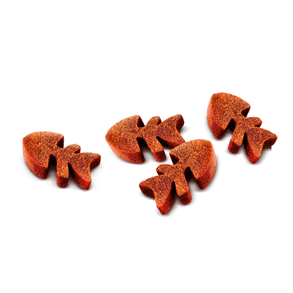 Five fish-shaped dog treats