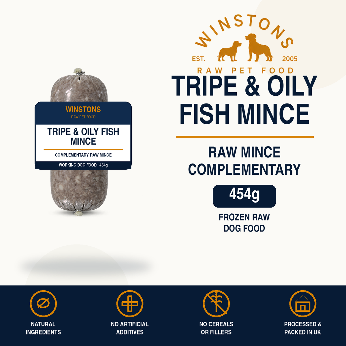 Tripe & Oily Fish Raw Mince 454G – Winston's raw dog food
