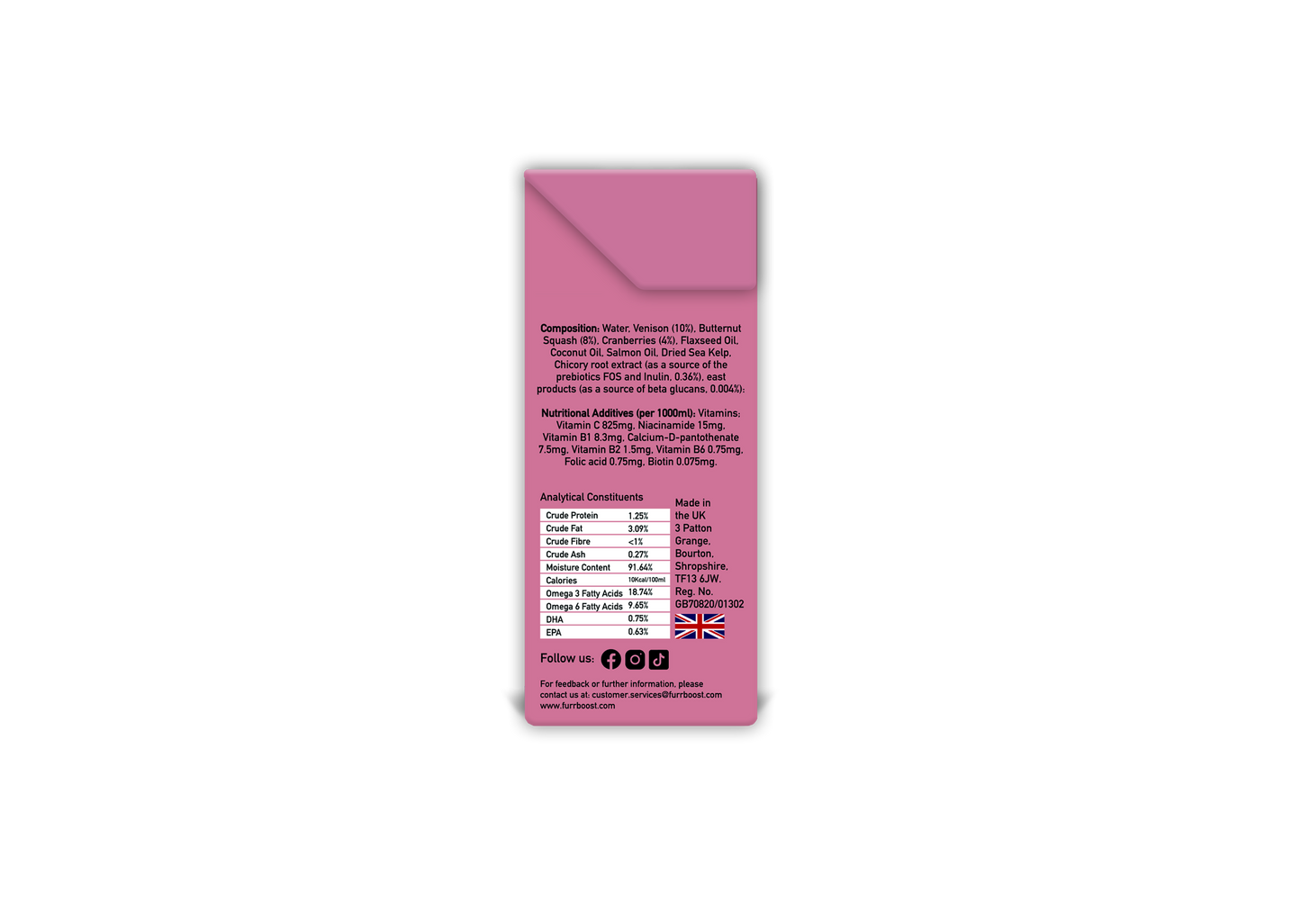 Venison, Butternut Squash & Cranberry Furr Boost 400ml x 12