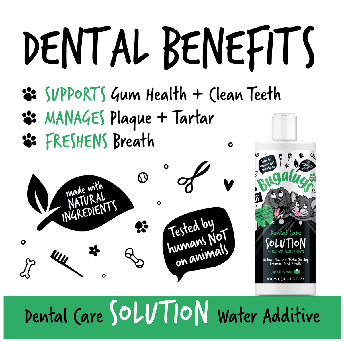 Benefits of Bugalugs Dental Care Solution for dogs and cats