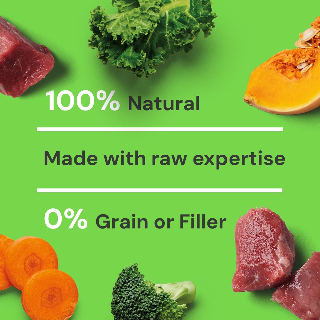 Raw food ingredients with text on a green background