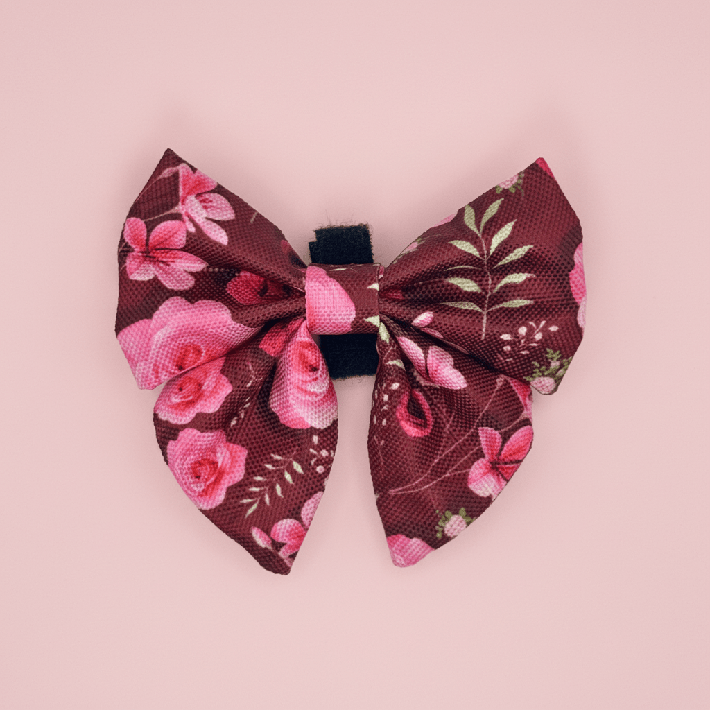 Dog Sailor Bow - Burgundy Bloom