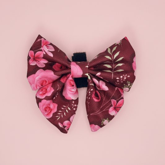 Dog Sailor Bow - Burgundy Bloom