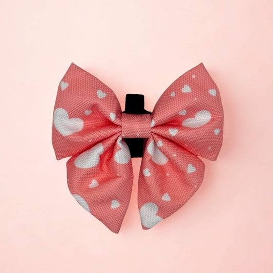 Dog Sailor Bow - Peachy Hearts