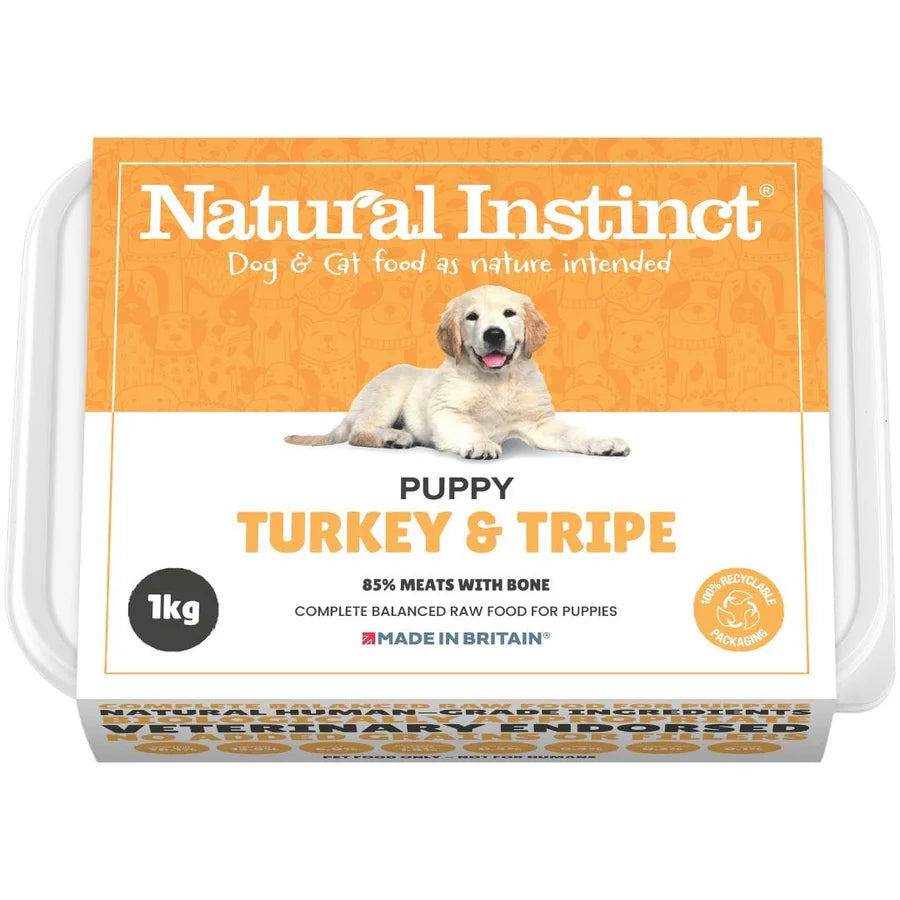 Natural Instinct Puppy Turkey & Tripe Raw Dog Food 1kg