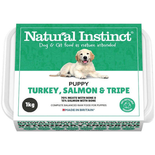 Natural Instinct Puppy Turkey, Salmon & Tripe Raw Dog Food 1kg