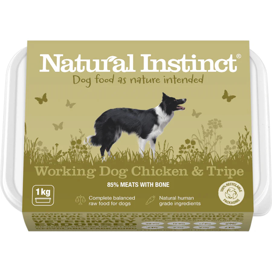 Natural Instinct Working Dog Chicken & Tripe Raw Dog Food 1kg