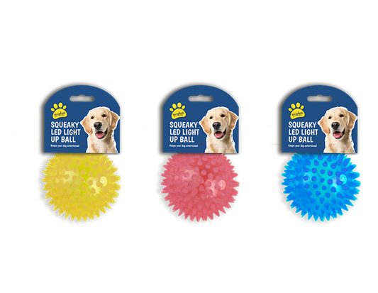 Kingdom Squeaky LED Light Up Dog Ball – 7.5cm