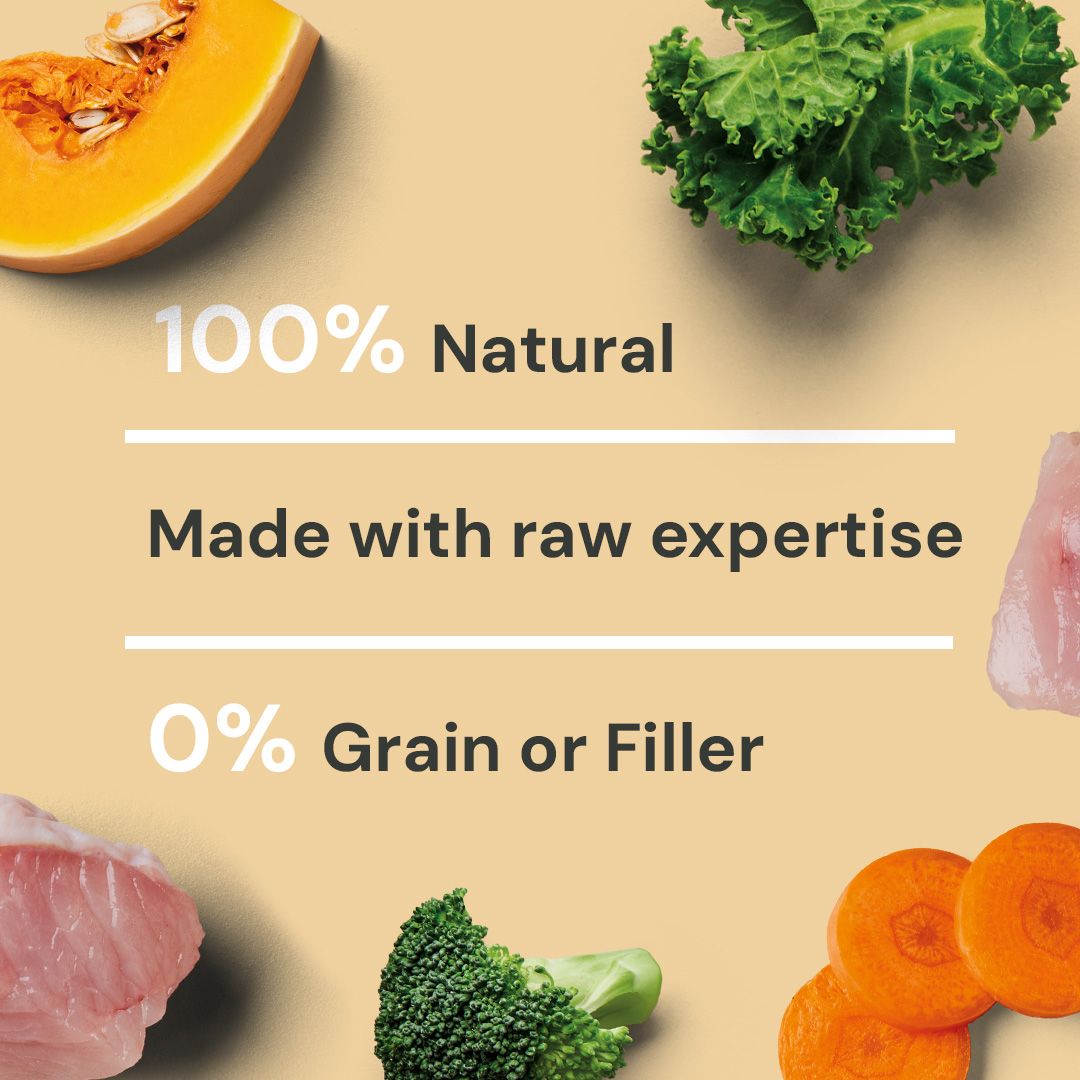 Product packaging with natural ingredients and text on a beige background