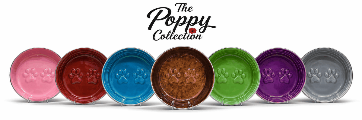 The Poppy Collection Dog Bowl - Blue