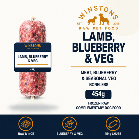 Winston’s Lamb, Blueberry & Veg 454g complementary raw dog food