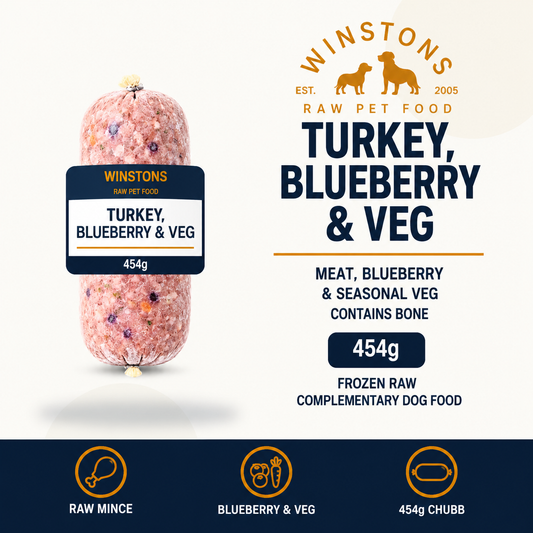 Winston’s Turkey, Blueberry & Veg 454g complementary raw dog food